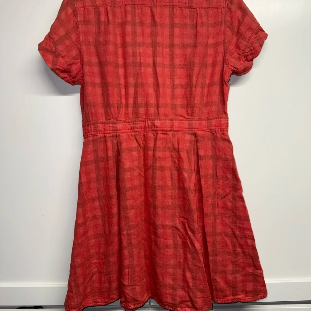 Fossil 100% Cotton Orange and Black Plaid Dress - Picture 6 of 9